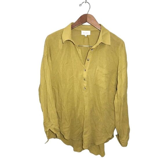 Melloday Gauze Popover Tunic Top Womens Small Long Sleeve‎ Buttons Pocket - Picture 1 of 6